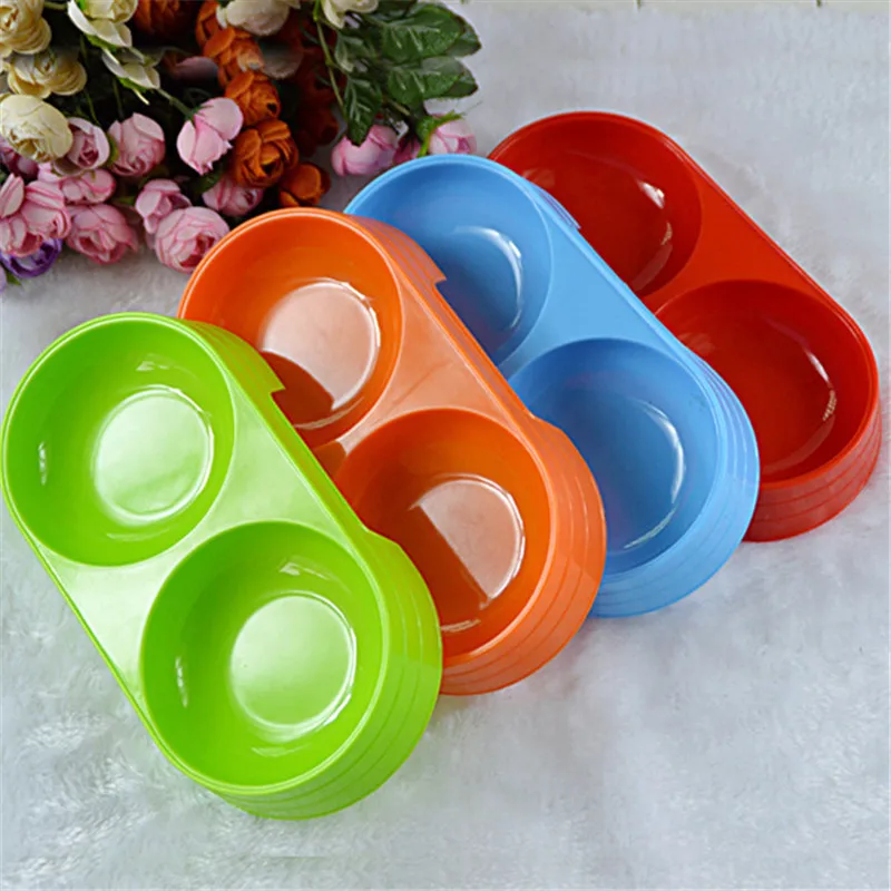 Dog cat food bowl plastic bowl bowl pet water bowl utensils dual-use bowl  Cup Dish for Pet Food Water Feeding  red MayO6 (2)