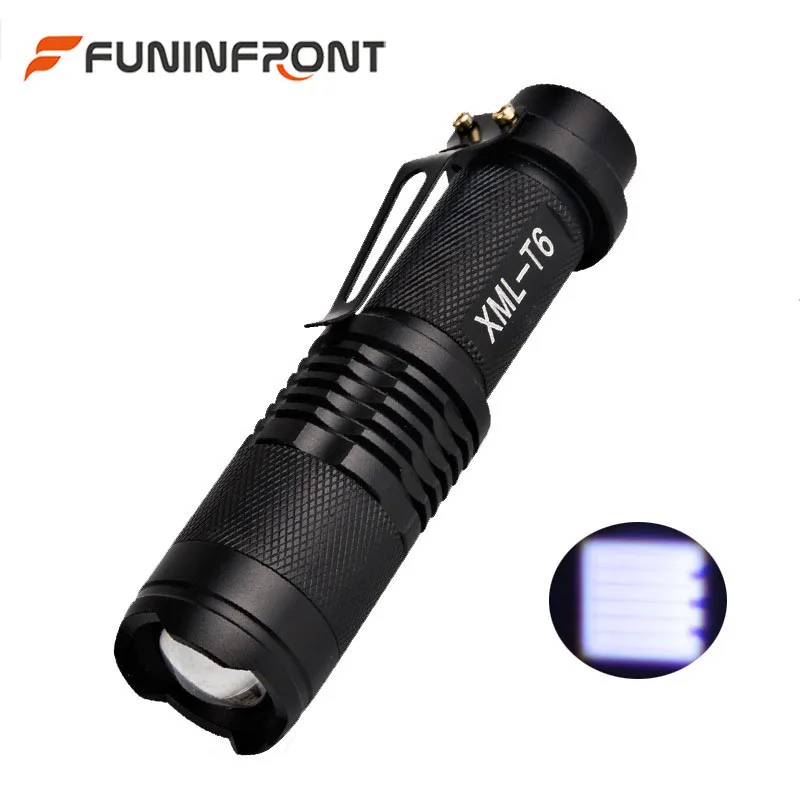 

1200LM CREE XM-L L2 / T6 10W Zoomable MINI LED Flashlight, 10W Compact Portable Handheld LED Torch with Clip Working with 18650
