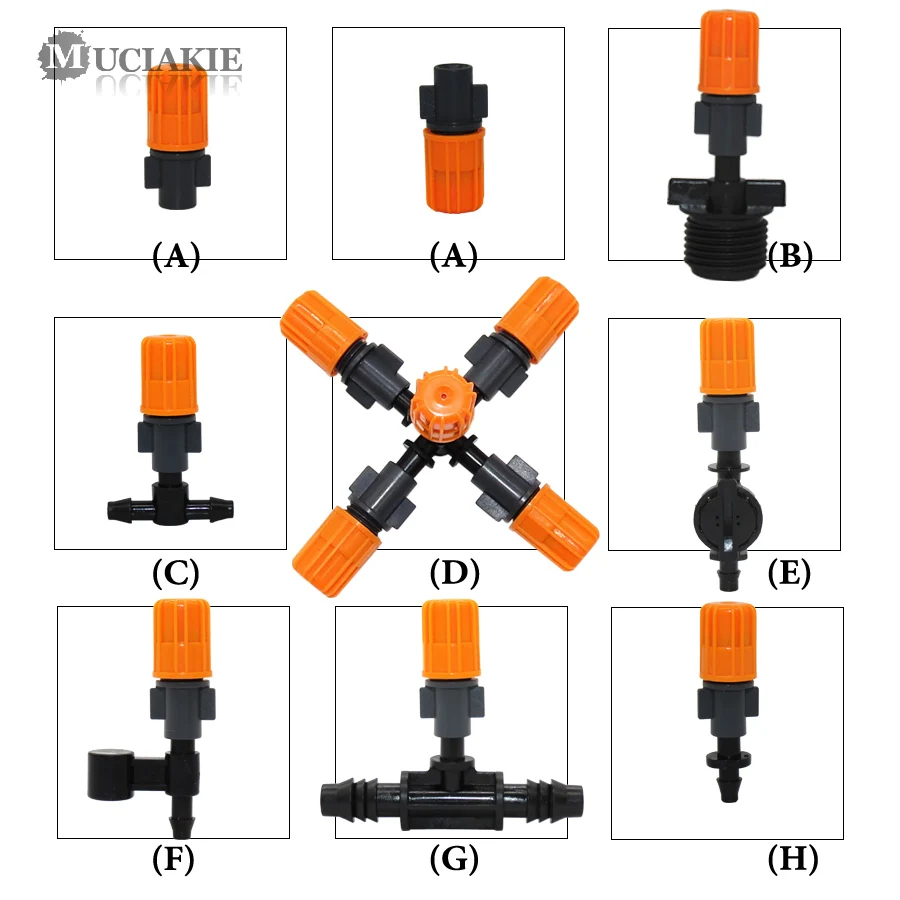 

6mm Mist Nozzle Atomizer with 8 Types of 4/7mm 8/11mm 1/2'' Connectors Adjustable Misting Sprinkler Spray Head Shower Nozzle