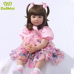 Большой размеры 24 "60 см младенец получивший новую жизнь винил принцесса кукла силикона reborn baby куклы реалистичные девушка bebes bonecas подарок