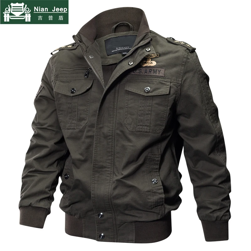 Most effective  2018 Plus Size Military Jacket Men Spring Autumn Cotton Pilot Jacket Coat Army Men's Bomber Jackets