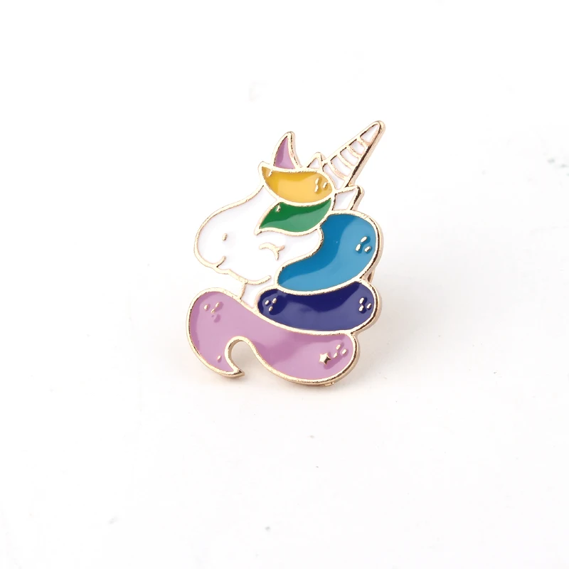 

Cute Cartoon Unicorn Head Metal Enamel Brooch Fashion Personality Backpack Backpack Badge Jewelry Gift For Children