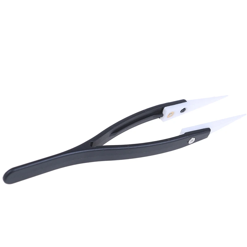 

1pc Anti-acid Ceramic Tipped Plastic Tweezer Fine Pointed Tips With Heat Resistance 130x10mm Anti-static, Anti-magnetic