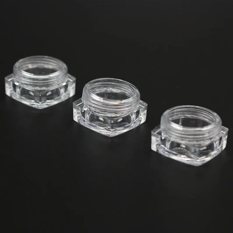 100pcs Square Base 5g Gram Sample Makeup Packaging Small Cream Bottle Jar Plastic Container Storage Clear Cosmetic Jar With Lid plastic container specimen case boxes clear mineral storage rock jewelry coin cube acrylic plastic square mini gemstone display