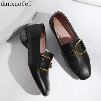 

3 Color plus size 42 women's genuine leather slip-on flats mules leisure soft comfortable loafers metal buckle fashion shoes hot