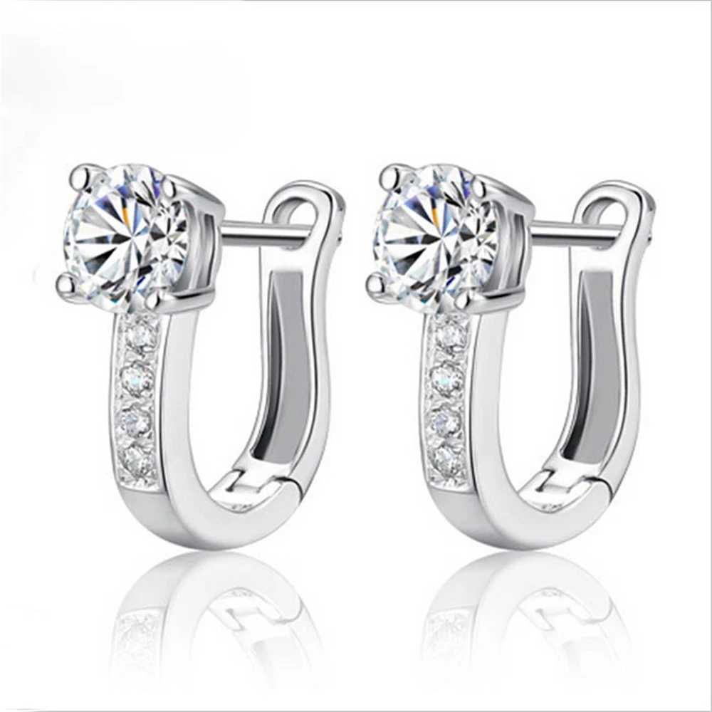 

Stylish Jewelry Fashion 1Pair Beautiful ture 925 Silvering Nice White Womens Hoop charm Stud Earrings Jewelry Hot Gift #0220