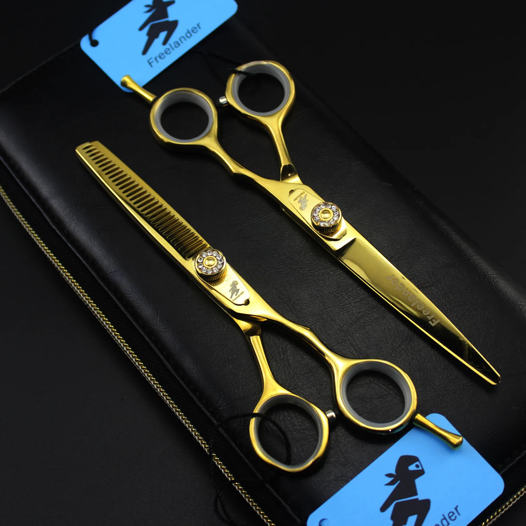 

5.5 inch 6 inch Golden Barber Professional Hairdressing Shears Scissor Set Barber Hair Cutting Thinning Shears Tools