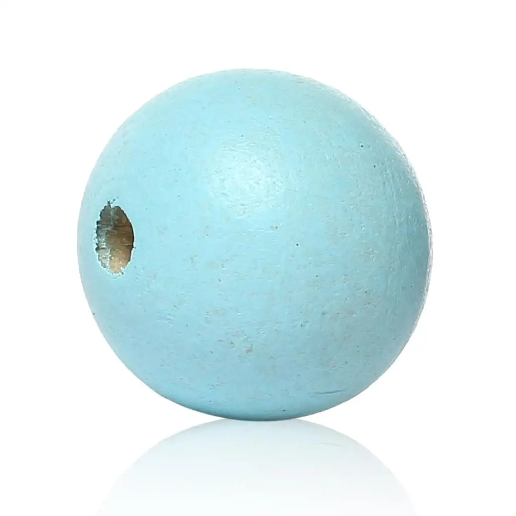 

DoreenBeads Wood Spacer Beads Round Light blue About 12.0mm( 4/8") Dia, Hole: Approx 2.1mm-3.1mm, 24 PCs 2015 new