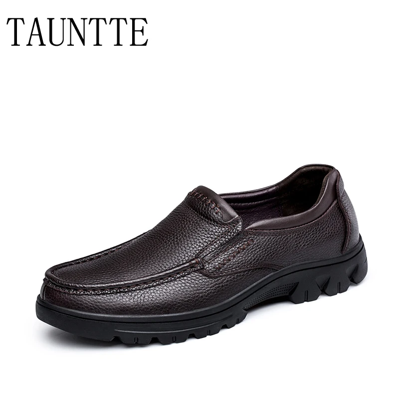 

Winter Men Casual Genuine Leather Shoes Slip On Loafers Men Flats Plus Size