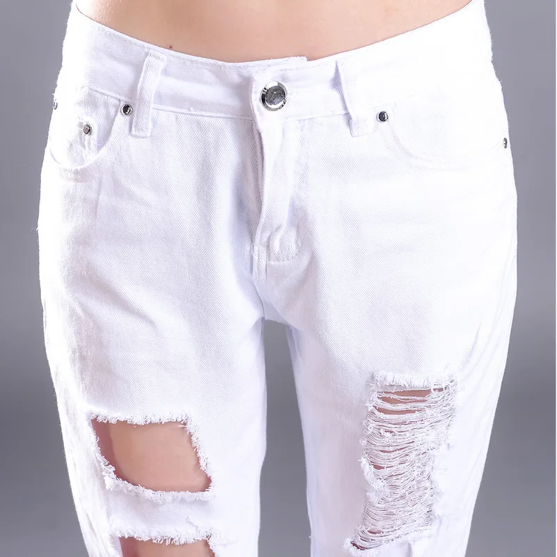 Summer Design Plus size Loose Ripped White Cropped Jeans 6XL 4XL ... Summer Design Plus size Loose Ripped White Cropped Jeans 6XL 4XL ...