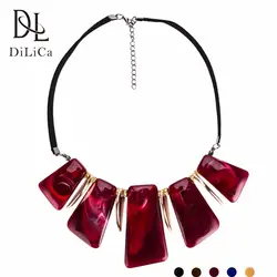 DiLiCa женское модное Массивное колье ожерелье смола геометрическое Макси Заявление Ожерелье Веревка Цепь ювелирное ожерелье кулон