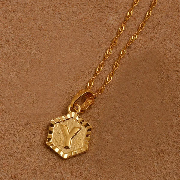 Anniyo A-Z буквы золотого цвета ожерелья с подвеской-кулоном для женщин девочек английский начальные цепочки с буквами ювелирные изделия лучшие подарки#114006 - Окраска металла: Letter Y