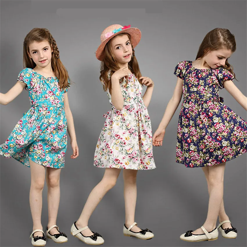 3 12 y children girl summer dress 2019 New girls floral princess dress