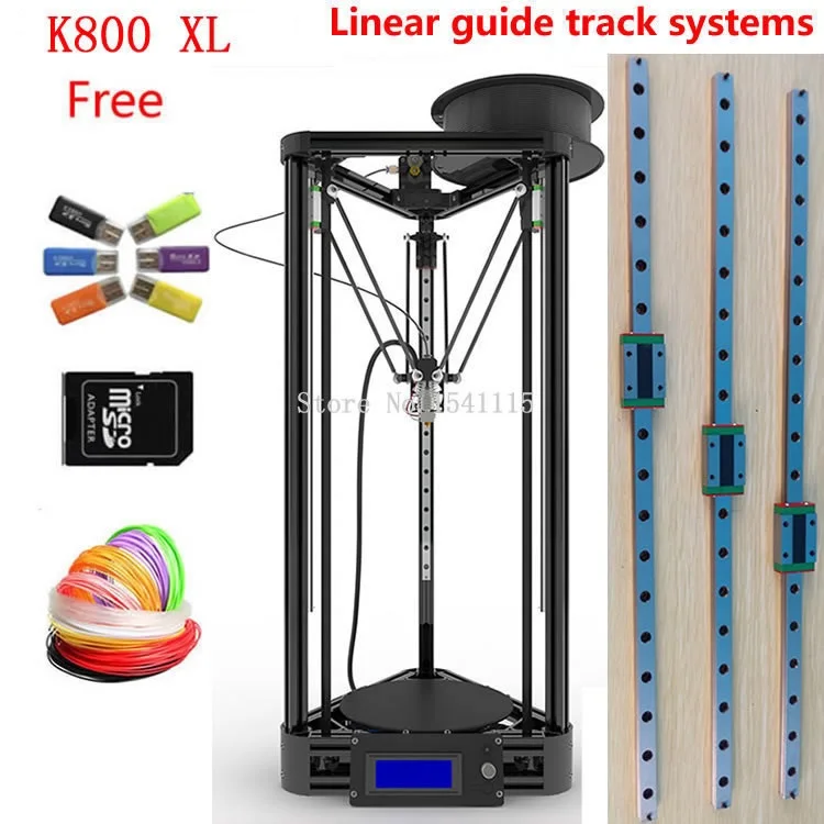 Big size 270*370mm linear guide LCD Display Reprap Delta Rostock balck or gold k800xl DIY Kit kossel 3D Printer kit
