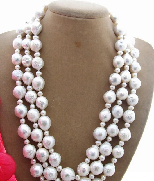 

xiuli 003526 12x14mm Bead-Nucleated Pearl Necklace-925 Silver Clasp