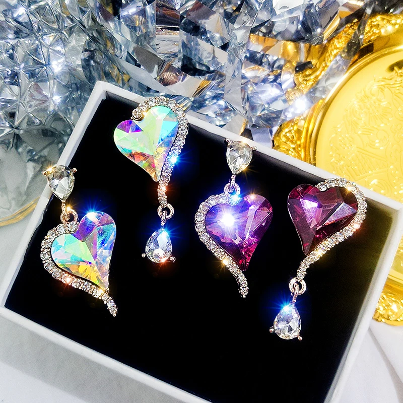 

2019 New Arrival Crystal Trendy Water Drop Women Dangle Earrings Love Woman Korean Fashion Jewelry Net Red Hot Gift