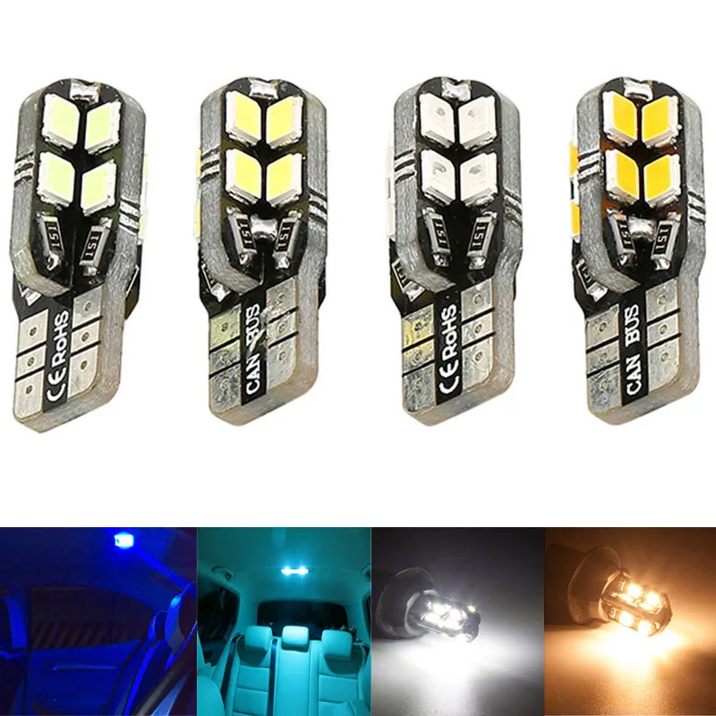 

2 Pcs T10 License Lamp 16 SMD 2835 LED Wedge Light Bulb Replacement Reverse Warm Marker Interior Lights NR-shipping
