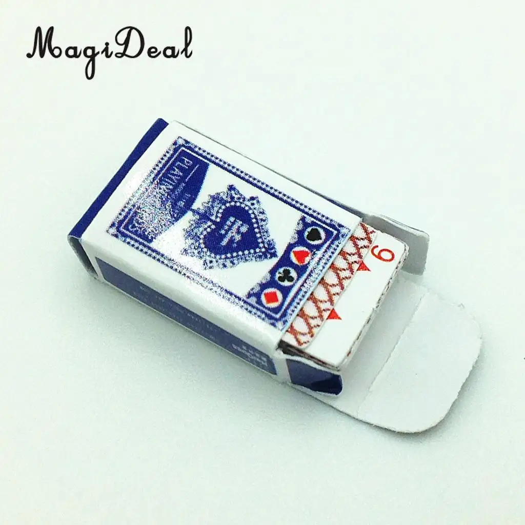 MagiDeal 2Sets Games Poker Paper Playing Cards 1/12 Miniature for Dollhouse Sitting Room Livingroom Bedroom Decor Children Toy
