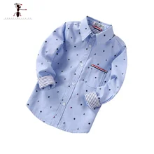 Весенне-осенние рубашки для мальчиков с узором в горошек; хлопковые повседневные блузки для детей; 4 цвета; Camisas Para Hombre; 1510