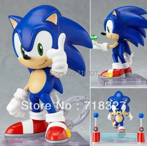 

HOT Cute Funny GSC Blue Sonic the Hedgehog Cute Vivid Nendoroid Series PVC Figure Toy Hand to do Toy Box Free Shipping