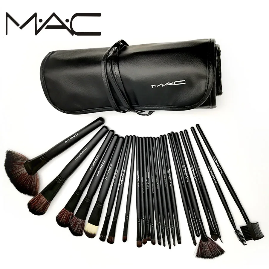

MAC 24 pcs Makeup Set Eyebrow Pencil Waterproof Eye Make Up Tools Cosmetics Soft Synthetic Hair With PU Leather Bags