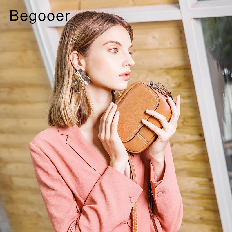 Женская сумка мессенджер Begooer маленькая через плечо из натуральной кожи для
