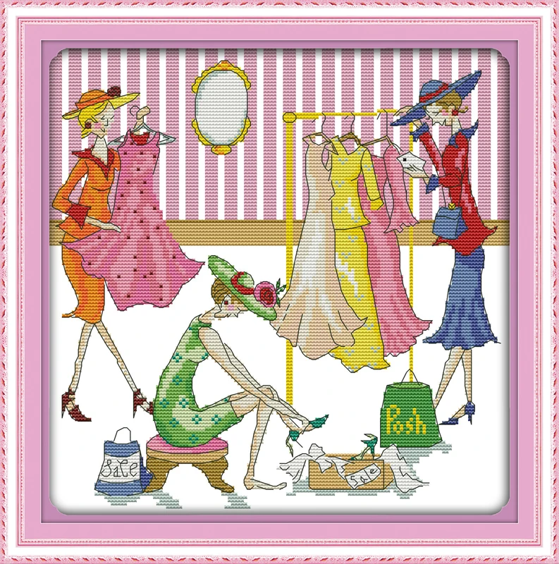 

Happy shopping Cross Stitch Kits 11CT Printed 14CT Set DIY Chinese Cotton Cross-stitch Counted Embroidery Needlework