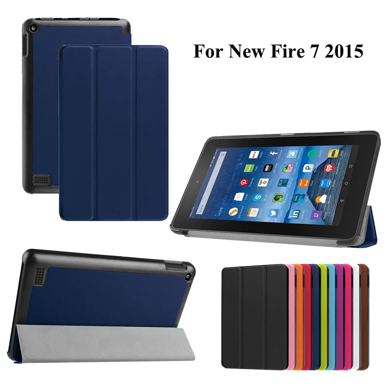 

New 3 Folding PU Leather Case Stand Cover Protective Skin Shell Cover For Amazon Kindle Fire 7.0 inch (2015 Edition) #S0073