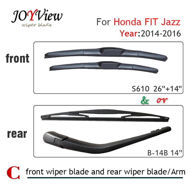 S610 21"+14" FRONT WIPER BLADE AND B 14B REAR WIPER ARM BLADE FIT FOR