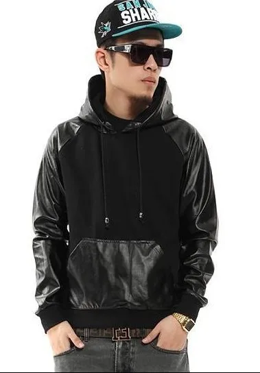 leather pullover hoodie