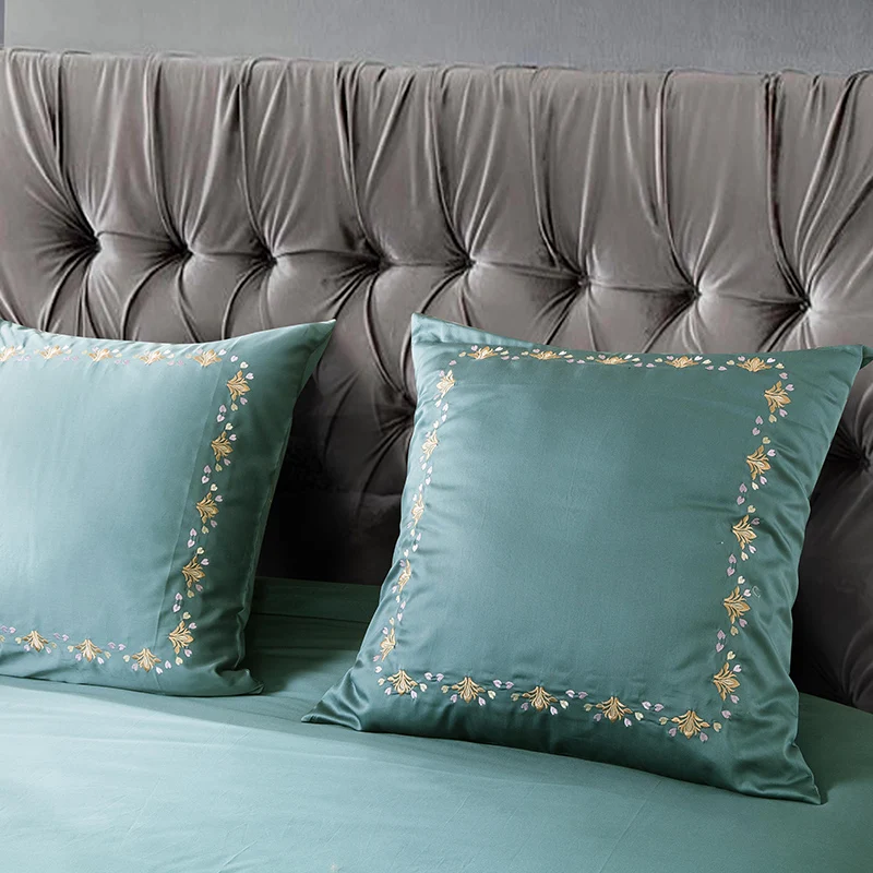 Waliicorners 60SEgyptian Cotton Embroidered Luxury Royal Bedding Set 4/6Pcs King Queen Size Duvet Cover Bed Sheet set Decorative Pillowcases 12 2