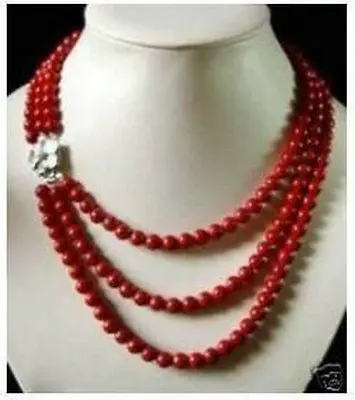 

FREE SHIPPINGBeautiful! 4Strds Green Akoya Pearl&Coral Necklace