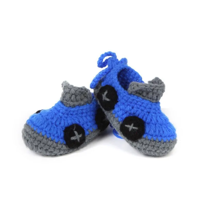 Обувь для маленьких мальчиков с мультяшным автомобилем; вязаные ботиночки ручной работы; детские мокасины на мягкой подошве; 10 см