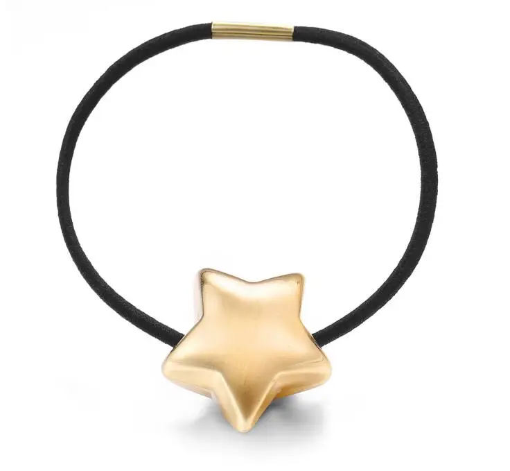 Timlee H009 Оригинальные милые геометрические круглые резинки для волос с сердечками эластичные металлические веревки для волос ювелирные изделия - Окраска металла: star  gold1