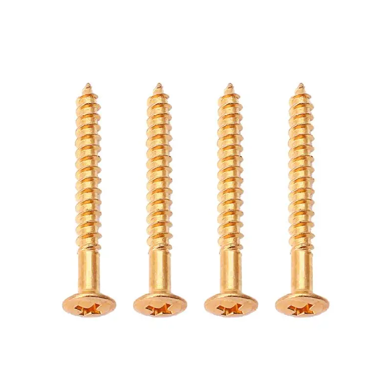 

4pcs Guitar Neck Plate Screws For Strat Guitar Neck Plate Mounting Screws (Gold)
