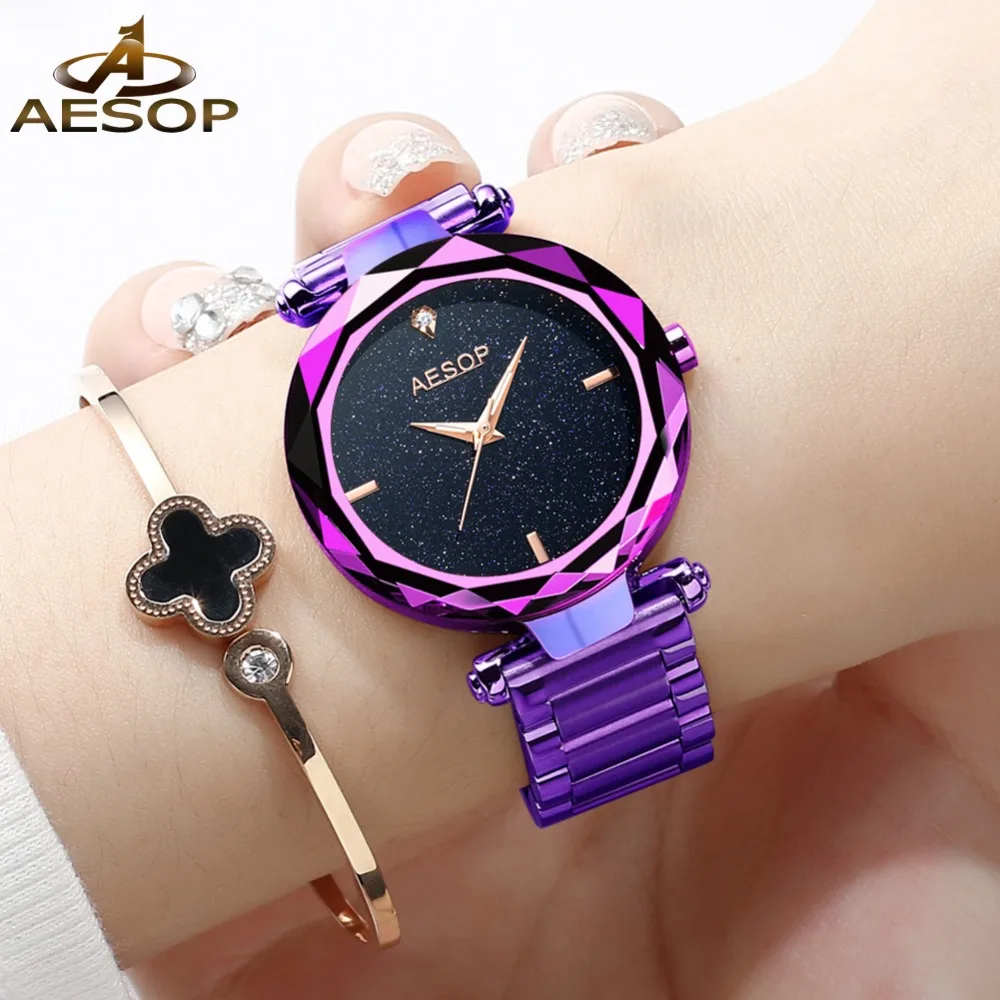 

AESOP Brand Women watches Luxury Dress High Quality Japan MIYOTA Movement Quartz Ladies women starry sky watch Relogio Feminino