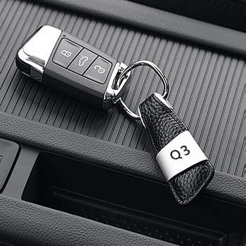 

2018 New Fashion Metal Leather Car Key chain Keyring Key Ring For Audi A4 A6 A5 A7 A3 Q3 Q5 Interior Accessories Car styling