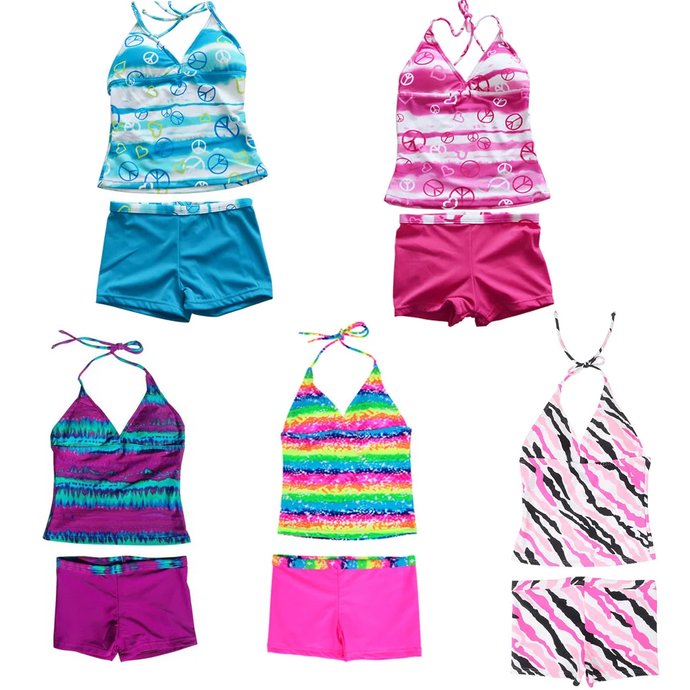 Image 2016 girls 2pcs 4colors striped swimwear bikini meisje children s swimwear girls bathing suits baby swimming suit toddler