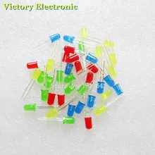40 шт./лот 5 мм светодиодный разноцветный набор красный зеленый желтый синий светодиодный набор диодов