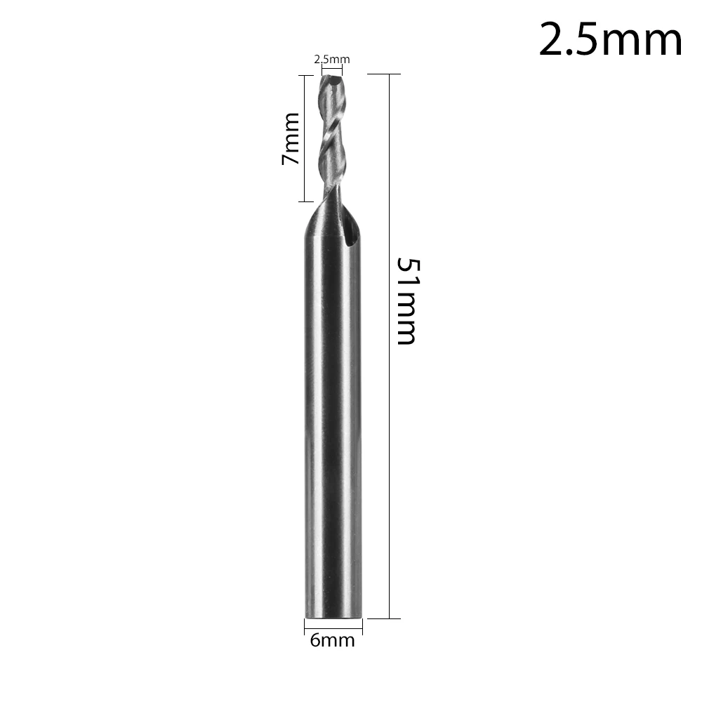 1/5 шт. 1 мм-12 мм CNC Цилиндрический хвостовик фрезы HSS 2-спиральное концевое сверло деревообрабатывающие станки инструмент для концевой фрезеровки, Фасонная фреза для резьба по дереву - Cutting Edge Length: 1pc 2.5mm