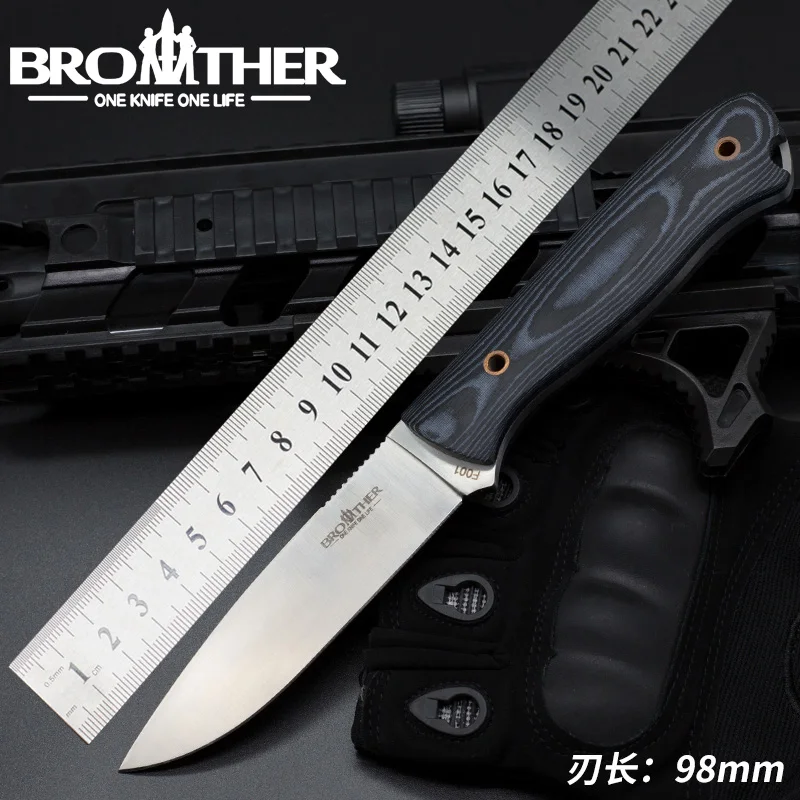 [BROTHER F001] Fixed Blade knife Bushcraft Survival Straight knife Tactical Hunting Camping Handmade high quality EDC tool