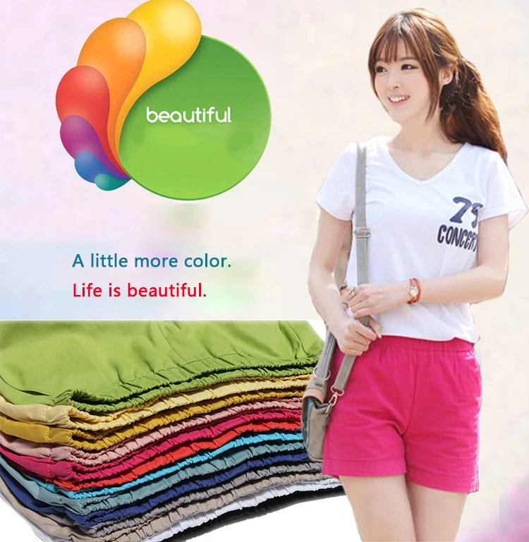 New Korean version of the shorts Ms. Summer Waist Loose Large fat MM Wide leg Large size Sports Casual Student Candy colors (2)