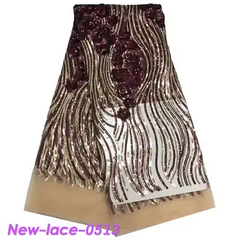 

2019 Latest Nigerian Lace Fabric Sequin Embroidery Lace Fabric High Quality African French Lace Fabric For Wedding F002
