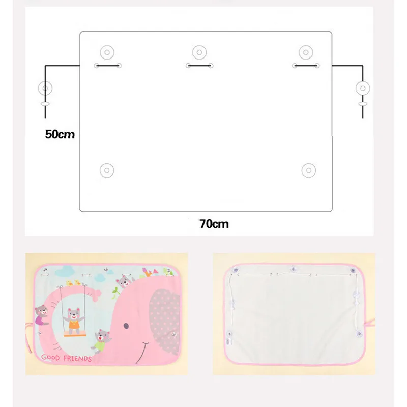 70*50 см Автомобильная мультяшная занавеска, защита от солнца, авто шторка, боковая Блокировка, растяжимый солнцезащитный козырек, занавеска для детей, автомобильный стиль