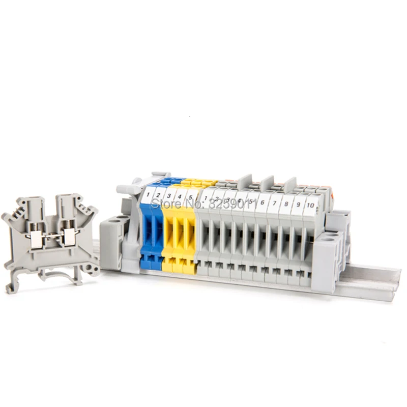 

100PCS Wire Terminal block Connector Pure copper pieces of guide rail type UK3N Feed-Through Terminal Block Combined Type