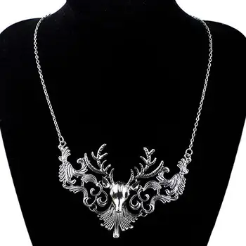 

Popular Women Retro Statement Alloy Hollow Deer Head Pendant Insects Necklace Gift