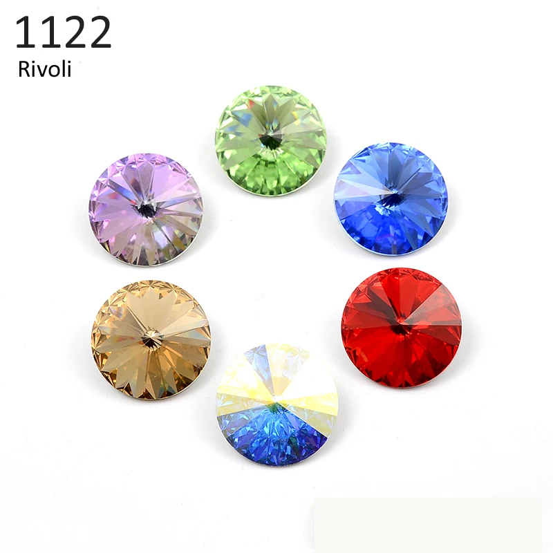 

(1 piece) Original crystal from Swarovski 1122 Rivoli round stone (no hole) foiled Austria rhinestone for DIY jewelry making