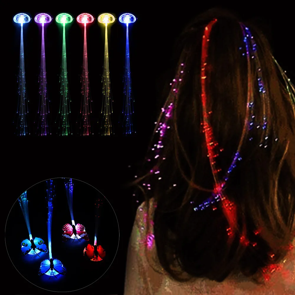 Светящиеся игрушки светодиодный парики светящиеся вспышки Ligth волос коса клип шпилька игрушка на день рождения, Рождество Металл практика brinquedos
