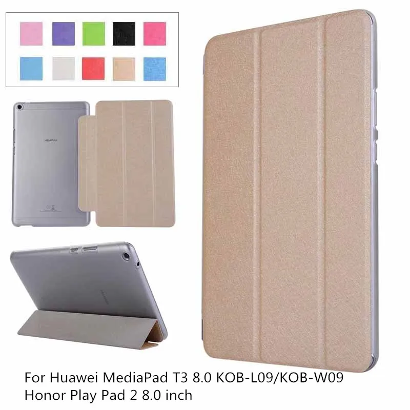 Transparent+ pu case Stand PU Leather Case for Huawei MediaPad T3 8.0 KOB-L09/KOB-W09 Honor Play Pad 2 8.0 inch Tablet Cover