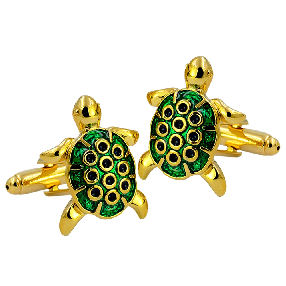 lovely cute animal cufflink men's gold&green tortoises cufflink